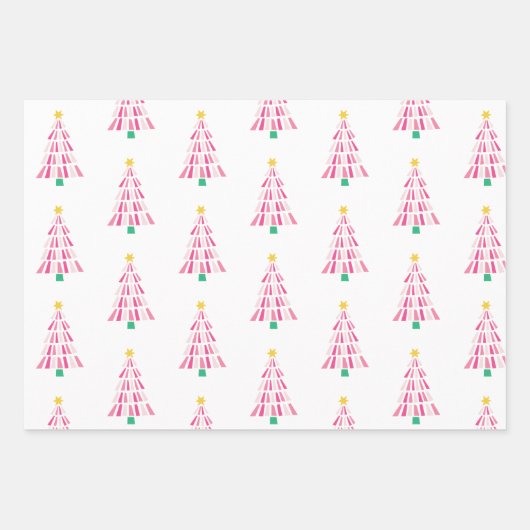 Whimsical Modern Christmas Tree Set von 3 Geschenkpapier Set (Vorderseite 2)
