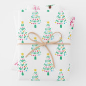 Whimsical Modern Christmas Tree Set von 3 Geschenkpapier Set (Beispiel)