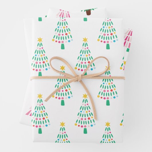 Whimsical Modern Christmas Tree Set von 3 Geschenkpapier Set (Beispiel)