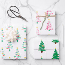 Whimsical Modern Christmas Tree Set von 3