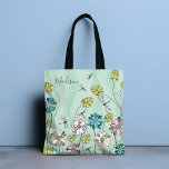 Whimsical Modern Floral Nature Girly Name Tasche<br><div class="desc">Dieses niedliche und skurrile Blumendesign besticht durch Blume und Libellen mit Ihrem personalisierten Namen. Personalisieren Sie diese,  indem Sie den Text in dem dafür vorgesehenen Textfeld bearbeiten. #floral #Blume #botanical #blossoms #dragonfly #nature #nature #Tasche #Tasche #bags #Tasche #accessoires #gift #giftsforher #girher #personalisiert #personalized gifts</div>