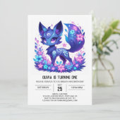 Whimsical Modern Fox 1. Geburtstag Einladung (Stehend Vorderseite)