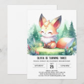 Whimsical Modern Fox Geburtstag digital Einladung (Vorne/Hinten)