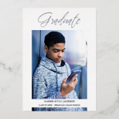 Whimsical Modern Graduation Calligraphy Photo Folieneinladung (Vorderseite)