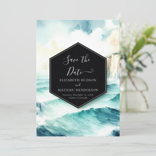 Whimsical Modern Nautical Wedding Save The Date (Stehend Vorderseite)