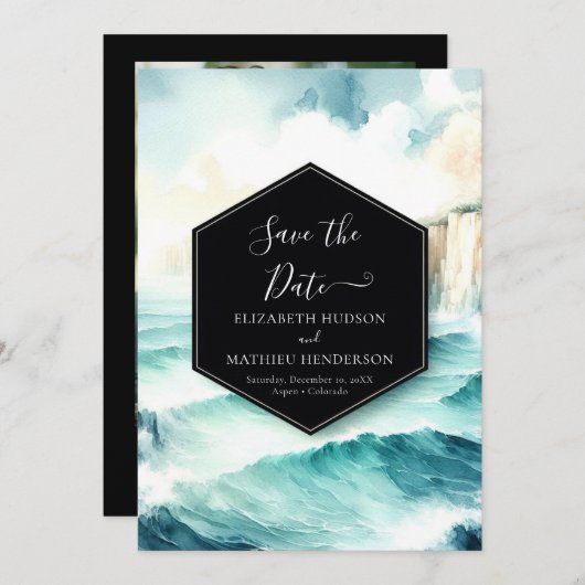 Whimsical Modern Nautical Wedding Save The Date (Vorne/Hinten)