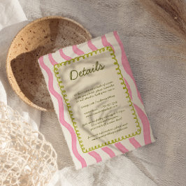 Whimsical Modern Pink & Green Wedding Detail Card Begleitkarte