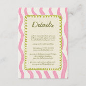 Whimsical Modern Pink & Green Wedding Detail Card Begleitkarte (Vorderseite)