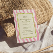 Whimsical Modern Pink & Green Wedding Einladung