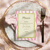 Whimsical Modern Pink & Green Wedding Menu Einladung