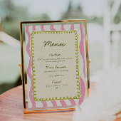 Whimsical Modern Pink & Green Wedding Menu Einladung