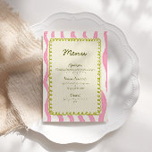 Whimsical Modern Pink & Green Wedding Menu Einladung