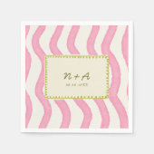 Whimsical Modern Pink & Green Wedding Serviette (Vorderseite)
