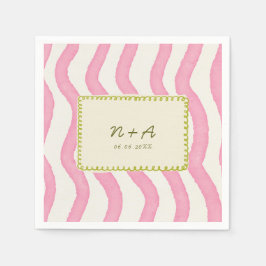 Whimsical Modern Pink & Green Wedding Serviette