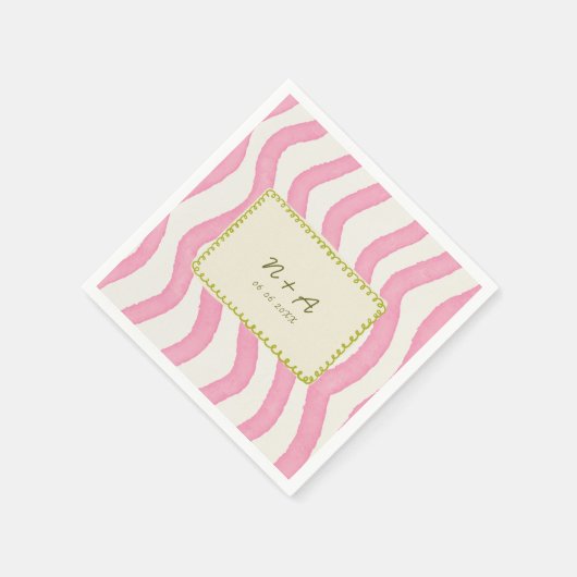 Whimsical Modern Pink & Green Wedding Serviette (Ecke)