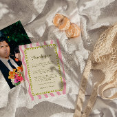 Whimsical Modern Pink & Green Wedding Vielen Dank Einladung