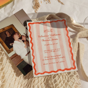 Whimsical Modern Pink & Red Wedding Einladung