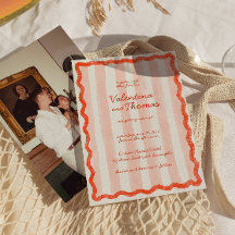 Whimsical Modern Pink & Red Wedding Einladung