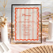 Whimsical Modern Pink & Red Wedding Menu Einladung