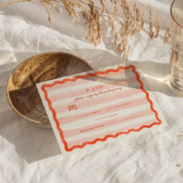 Whimsical Modern Pink & Red Wedding RSVP Card.