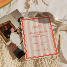 Whimsical Modern Pink & Red Wedding Speichern Sie Einladung