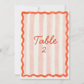 Whimsical Modern Pink & Red Wedding Tischnummer (Vorderseite)