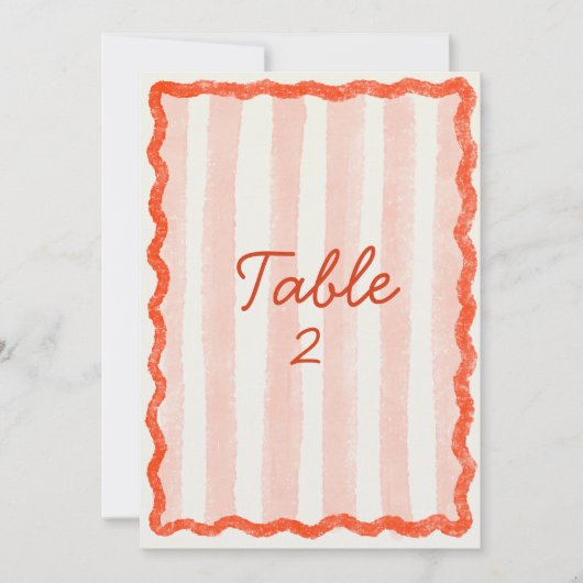 Whimsical Modern Pink & Red Wedding Tischnummer (Vorderseite)