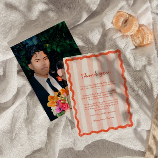 Whimsical Modern Pink & Red Wedding Vielen Dank Einladung