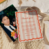 Whimsical Modern Pink & Red Wedding Vielen Dank Einladung