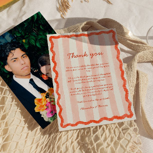 Whimsical Modern Pink & Red Wedding Vielen Dank Einladung