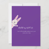 Whimsical Modern Pinker Hase 2. Geburtstag Einladung (Rückseite)
