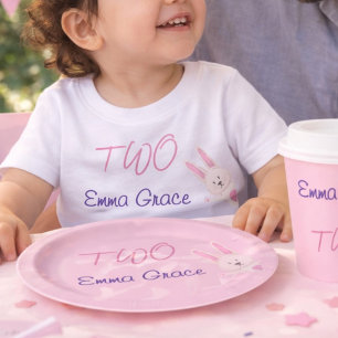Whimsical Modern Pinkes Häschen 2. Geburtstag Baby T-shirt