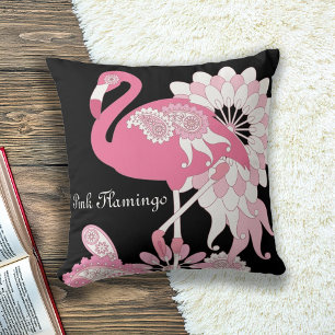 Whimsical Modern Schwarz Rosa Flamingo Kissen