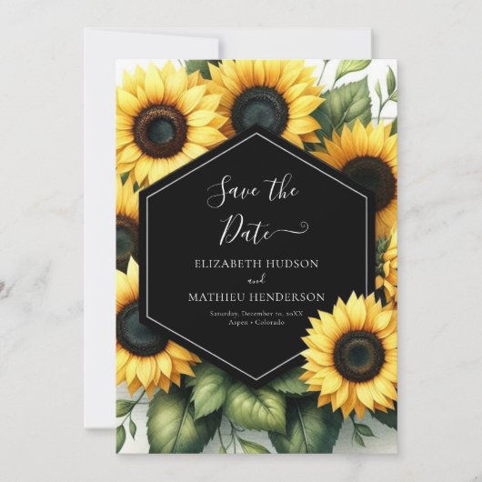 Whimsical Modern Sunflower Wedding Save The Date (Vorderseite)