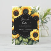Whimsical Modern Sunflower Wedding Save The Date (Stehend Vorderseite)