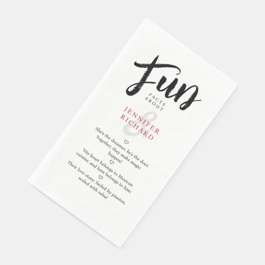 Whimsical Modern Wedding Bride Groom Fun Fakten Serviette (Ecke)