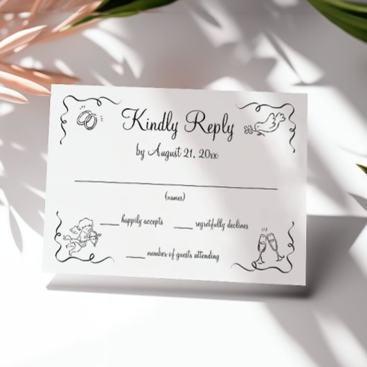 Whimsical Modern Wedding RSVP Karte