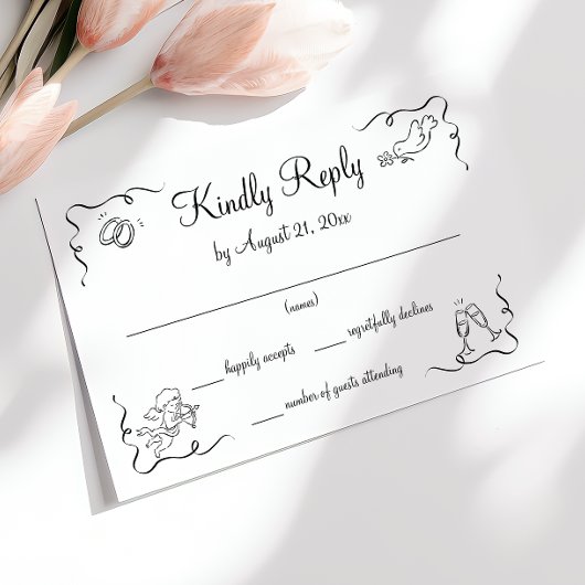 Whimsical Modern Wedding RSVP Karte