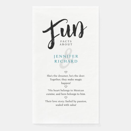 Whimsical Modern Wedding Schwarz-weiß Fun Fakten Serviette (Vorderseite)