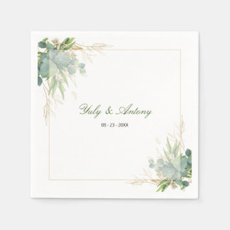 Whimsical moderne grüne Eukalyptus-Hochzeitspapier Serviette