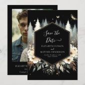 Whimsical Moderne verzauberte Waldhochzeit Save The Date (Vorne/Hinten)