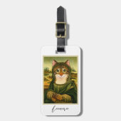 Whimsical Mona Lisa Cat Custom Gepäckanhänger (Vorderseite vertikal)
