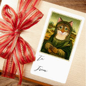 Whimsical Mona Lisa Cat Geschenkaufkleber