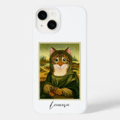 Whimsical Mona Lisa Cat Individuelle Name Case-Mate iPhone Hülle (Rückseite)