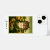 Whimsical Mona Lisa Cat Individuelle Name Case-Mate iPhone Hülle (Rückseite (Horizontal))