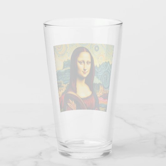 Whimsical Mona Van Gogh Stil Lisa Glass Cup Glas (Rückseite)
