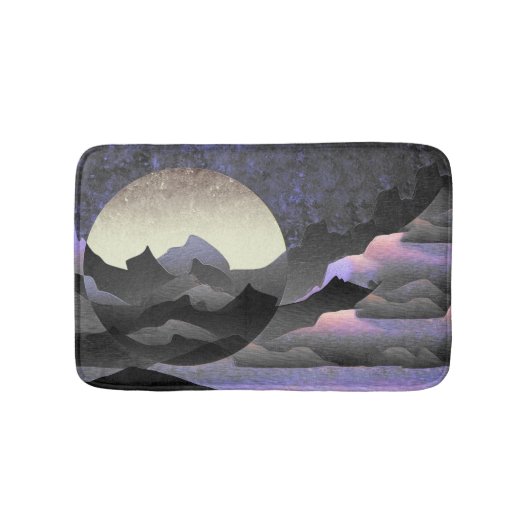 Whimsical Mond und Berge Abstrakte Kunst Badematte (Vorderseite)