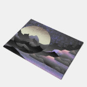 Whimsical Mond und Berge Abstrakte Kunst Fußmatte (Schrägansicht)