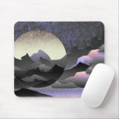 Whimsical Mond und Berge Abstrakte Kunst Mousepad (Mit Mouse)