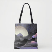 Whimsical Mond und Berge Abstrakte Kunst  Tasche (Vorderseite)